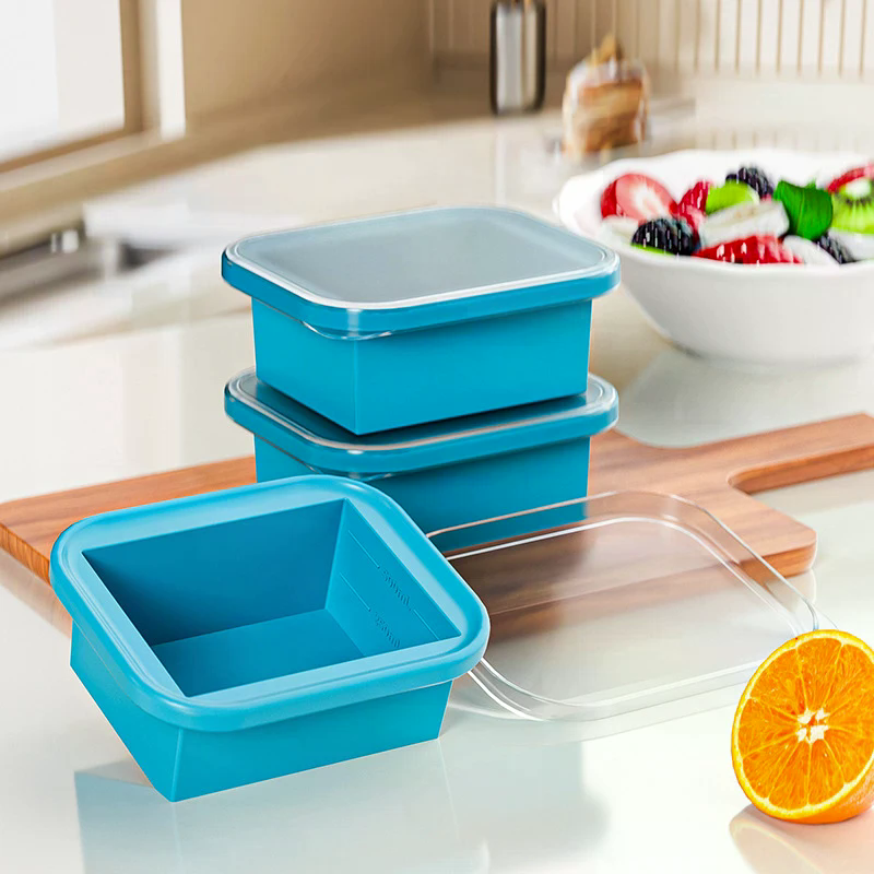 Meal Prep Freezer - Silicone Freezing Tray With Plastic Lid
