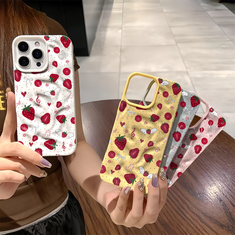 Cute 3D Wrinkle Case For iPhon - Strawberry Huller review and price