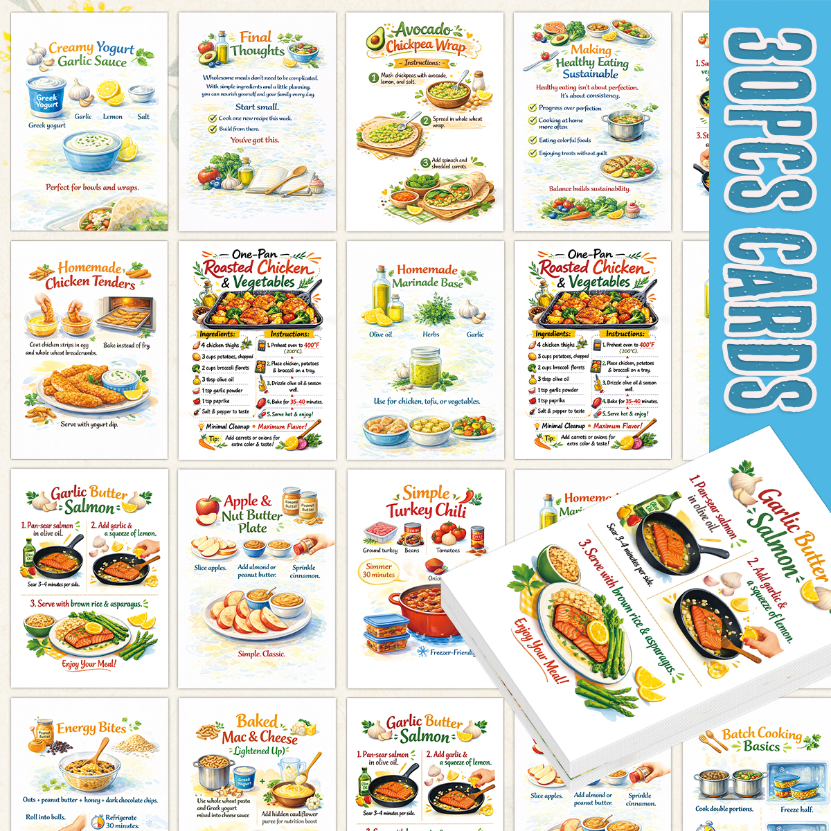 30pcs Wholesome Meals Recipe C - Meal Prep Healthy Recipes review and price
