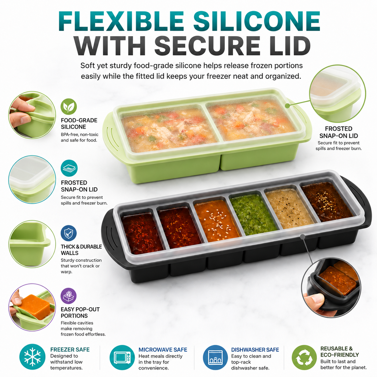 3 Pack Silicone Freezer Trays  - Meal Prep Menu review and price