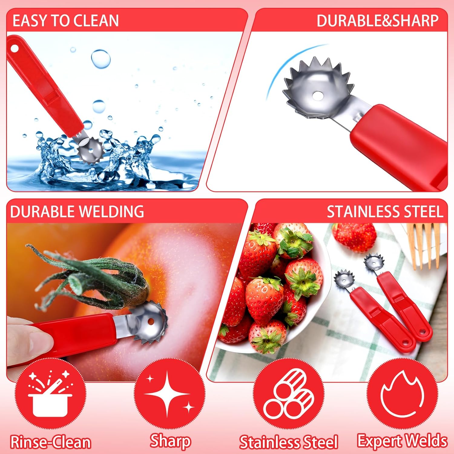 4 Pcs Tomato Corer Tool Strawb - Strawberry Huller review and price