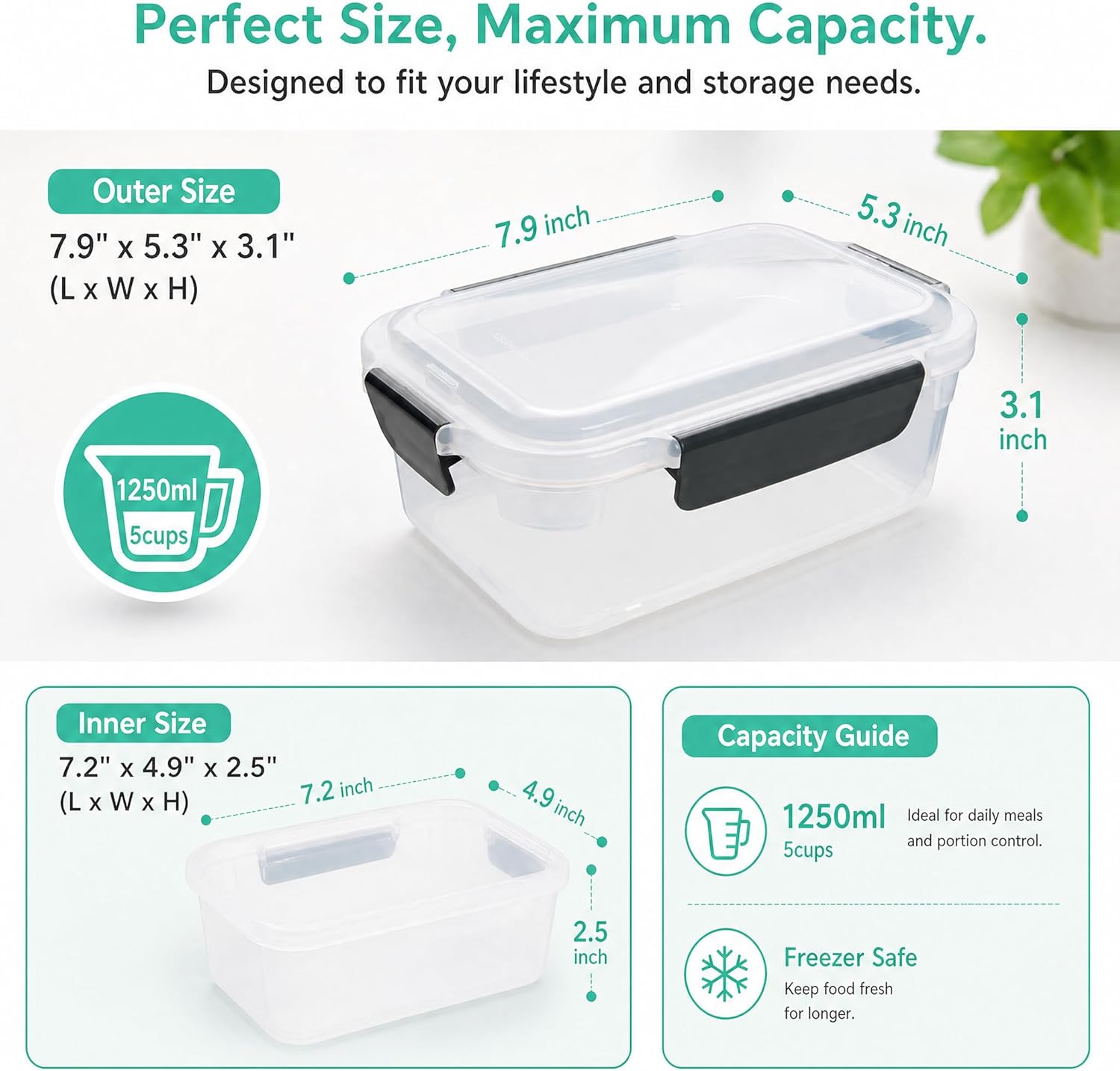 5 Cup Plastic Food Storage Con - Meal Prep Freezer review and price